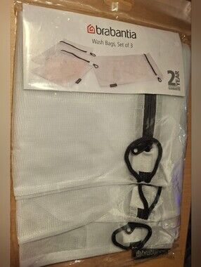 Brabantia Mesh Wash Bags Set of 3 Zipper White/Black 45cm x 33cm